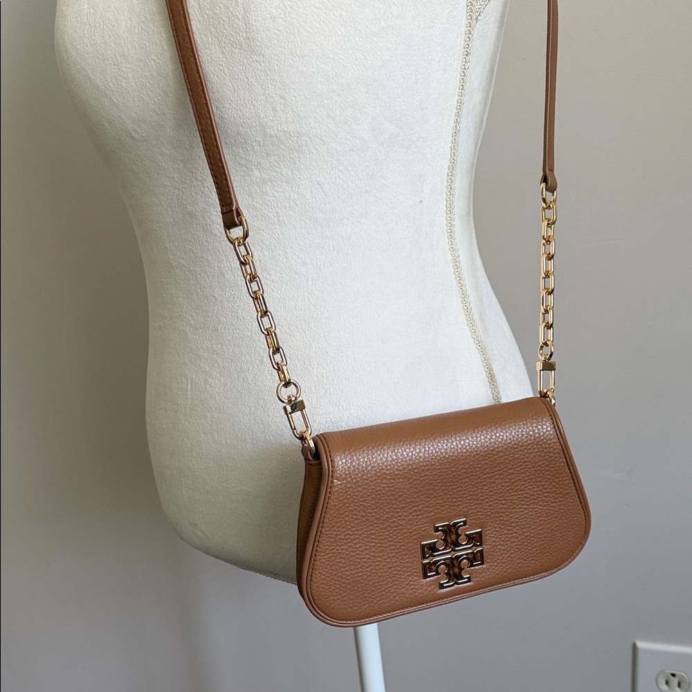 Tory Burch Brown Pebbled Leather Crossbody with Gold Hardware